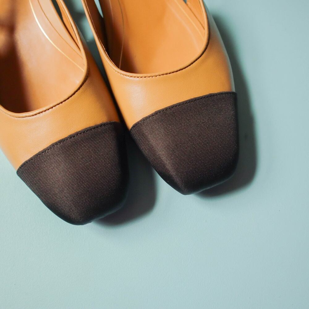 Vionic Petaluma Black Tan Genuine Leather Slingback Comfort Flats Womens 11 - Picture 2 of 8